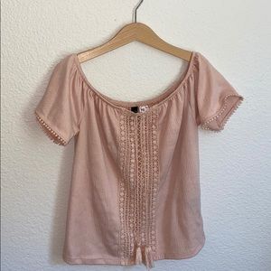 H&M pink embroidered top
